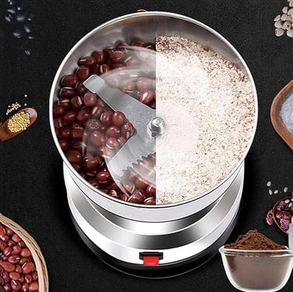 Nikkon Electric Spice & Coffee Bean Grinder. 4 Blade Stainless Steel Mini Mixer Grinder. Grinding for 'Dry Items' only. Suitable for Coffee Beans, Spices, Masala, Nuts & Grains. 150 W. (Silver) 