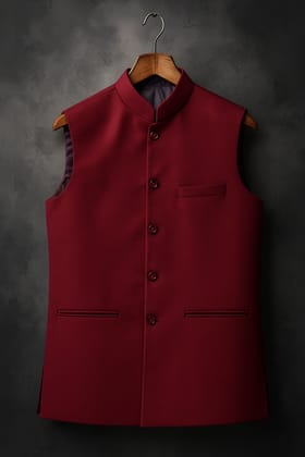 Men's Dark Red Classic Nehru Jacket