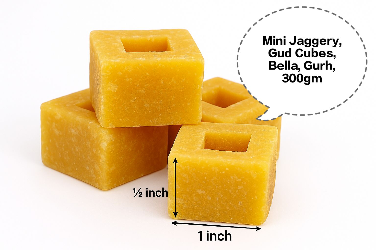 Mini Jaggery, Gud Cubes, Jaggery Bites, Bella Cubes, Gurh Pieces 300gm