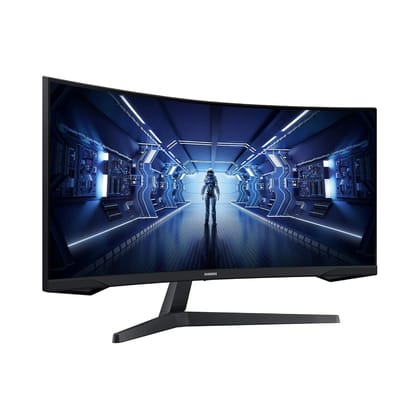  Samsung 34"(86.42cm) Odyssey G5 Curved Gaming Monitor|WQHD 3440 x 1440|1000R|165Hz|1ms|21:9|Wall Mountable|FreeSync Premium|Ports-DP, HDMI, Headphone|DP Cable|Eye-Saver|LC34G55TWWWXXL|Black 