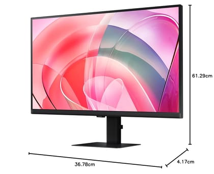  Samsung 27" (68.47cm) 4K ViewFinity S7 Monitor|UHD 3840 x 2160|IPS Panel|350nits|1.07 Billion Colors|Ports-HDMI,DP,Headphone|PIP|PBP|HDR10|Easy Setup Stand|Eye Care Technology|LS27D700EAWXXL|Black 