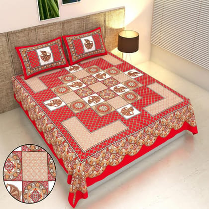 Arya Radha Jaipuri Dancing Doll Print 100% Cotton Double Bed Sheet with 2 Pillow Covers Arya Radha Jaipuri Dancing Doll Print 100% Cotton Double Bed Sheet with 2 Pillow Covers