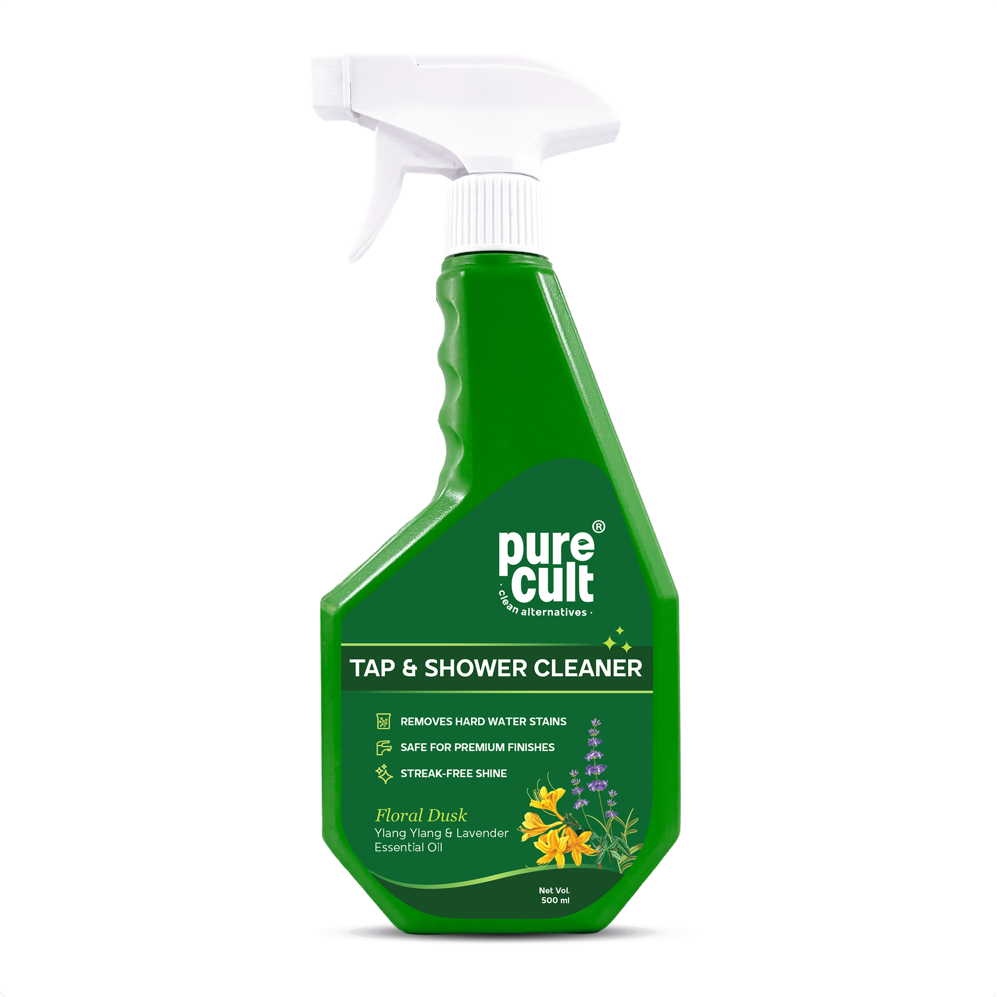 PureCult Tap And Shower Cleaner 500ml | With Ylang Ylang & Lavender Essential Oils