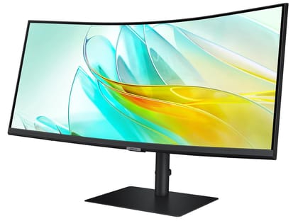 Samsung 34" (86.4cm) ViewFinity S6 Curved Monitor|Ultrawide WQHD 3440 X 1440|100hz|Type-C 90W|SRGB 115%|LAN Port|KVM Switch|350nits|Speakers|PIP|PBP|HDR10|HAS Swivel|LS34C650UAWXXL|Black