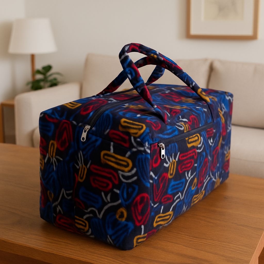 Vibrant Abstract Patterned Travel Duffle Bag with Multiple Pockets