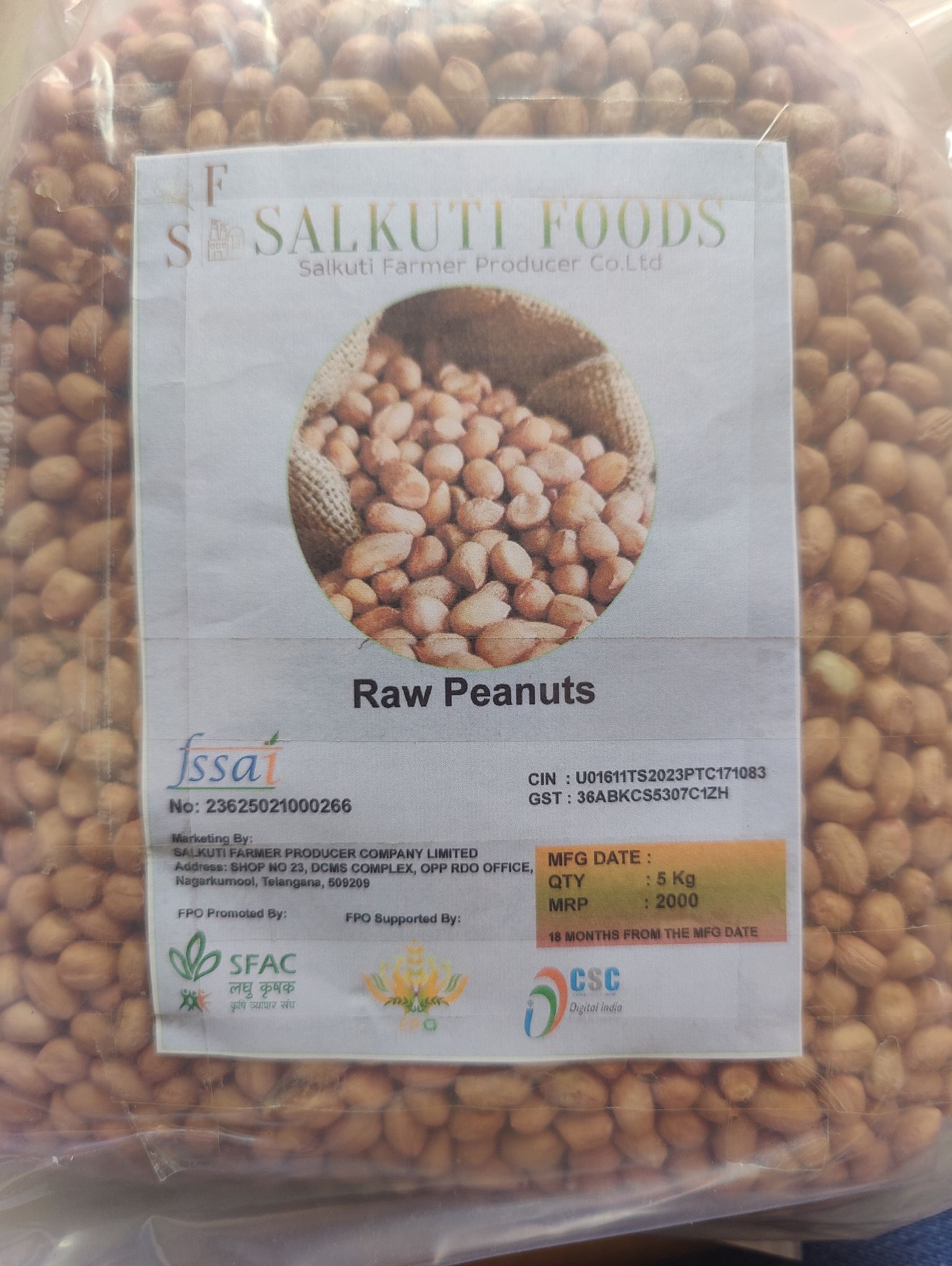 SALKUTI FOODS Premium Raw Peanuts - 5 Kg Pack, Nutrient-Rich & Versatile