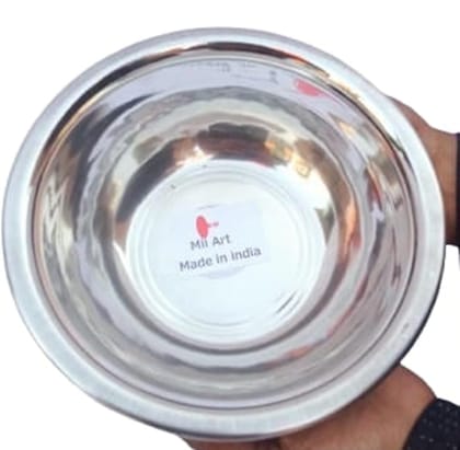 Mii Art Stainless Steel large Size Bowl/Wati/Katori with Mirror Finish – 21cm Dia, 1 pcs , 100ml Each, Silver Mii Art Stainless Steel large Size Bowl/Wati/Katori with Mirror Finish – 21cm Dia, 1 pcs , 100ml Each, Silver