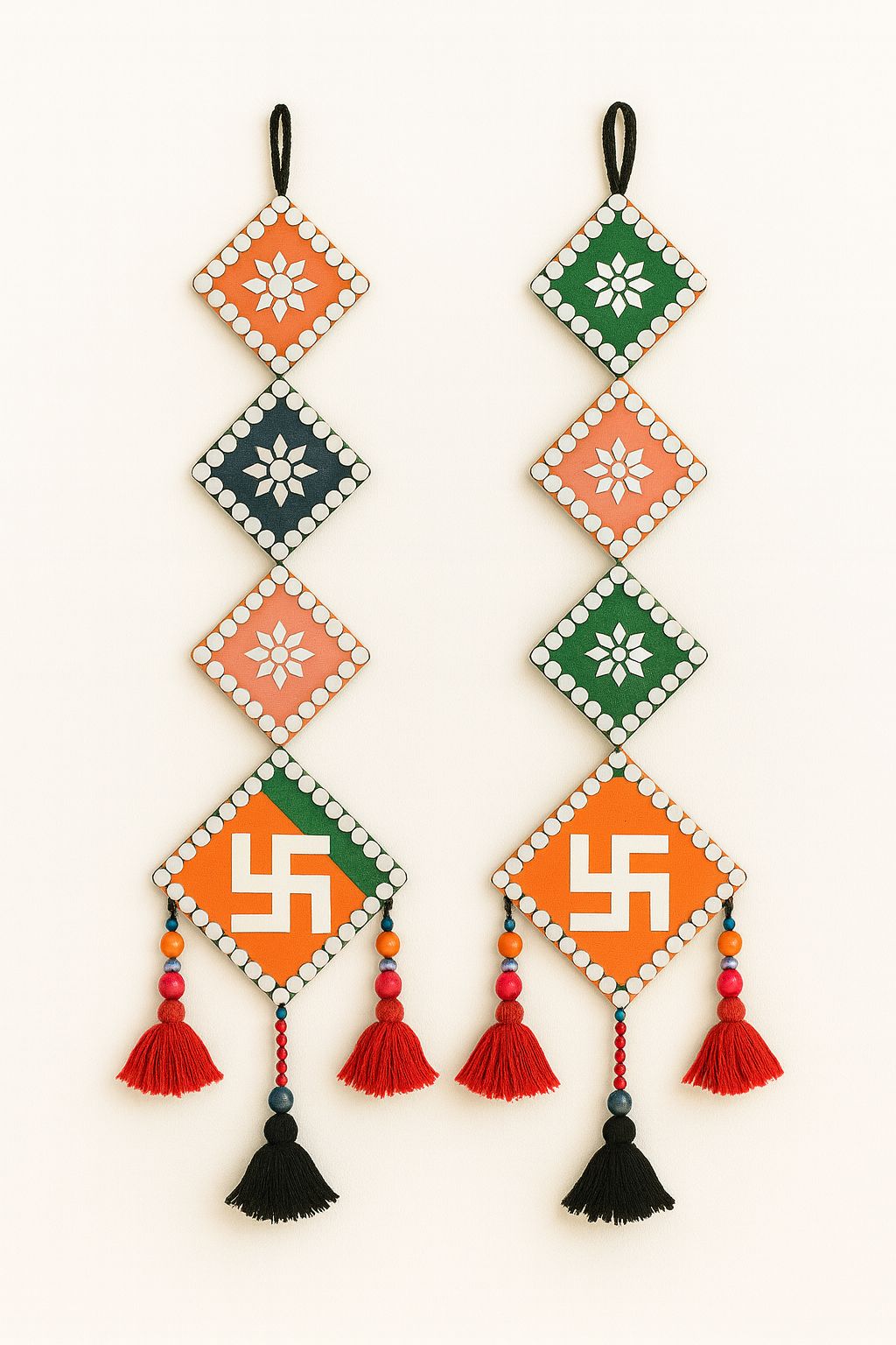 Vibrant Handmade Swastika Decorative Door Hanging Toran Set for Festive Decor