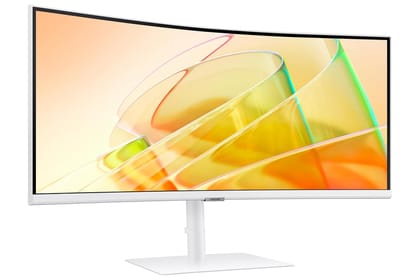  Samsung 34"(86.4cm) ViewFinity S6 Curved Monitor with Thunderbolt 4|Ultrawide WQHD 3440 X 1440|100hz|SRGB 115%|LAN Port|Speaker|KVM Switch|PIP|PBP|HDR10|HAS Swivel|LS34C650TAWXXL|Warm White 