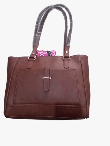 Women's Faux Leather Tote Bag with Magnetic Snap Closure and Double Handles
