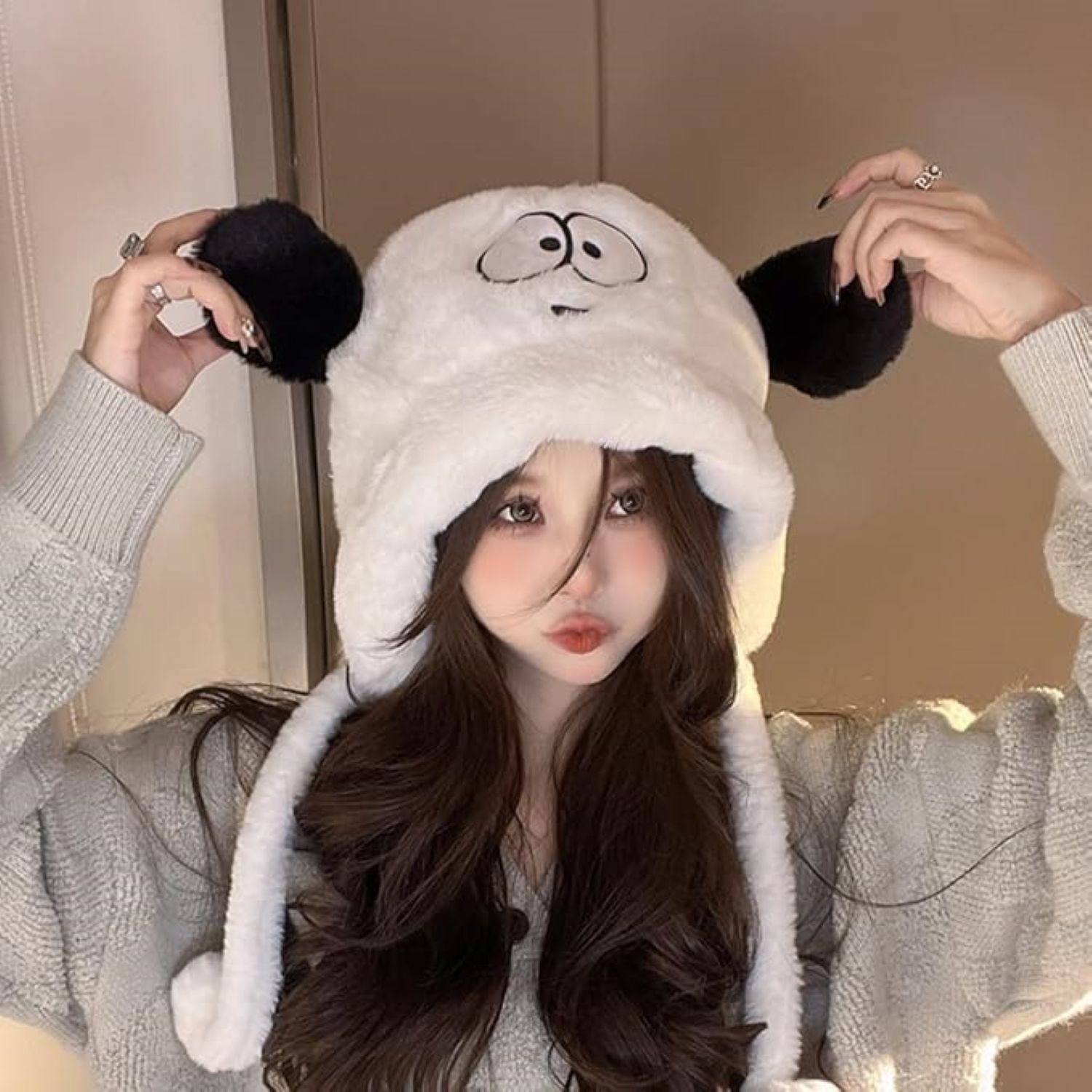 Winter Caps for Women & Girls | Knit Warm Woolen Beanie with Neck Scarf | Snow-Proof Monkey Hat with Soft Fleece Velvet Fur Lining | Outdoor Winter Balaclava Hood