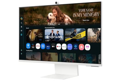 Samsung 32" (80 cm) 4K M8 Vision AI Smart Monitor|UHD 3840 x 2160|Smart TV Experience with AI|Slimfit Camera|Type-C|Apple AirPlay|Gaming Bar|Remote|Speakers|Wi-Fi|Bluetooth|LS32FM801UWXXL|White