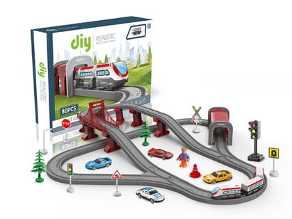 KTRS Enterprise Fast Speed City Train Self-Assemble Battery-Operated Model Train Toy, Multicolour