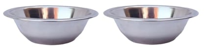 Mii Art Stainless Steel large Size Bowl/Wati/Katori with Mirror Finish – 21cm Dia, 2 pcs , 1000ml Each, Silver
