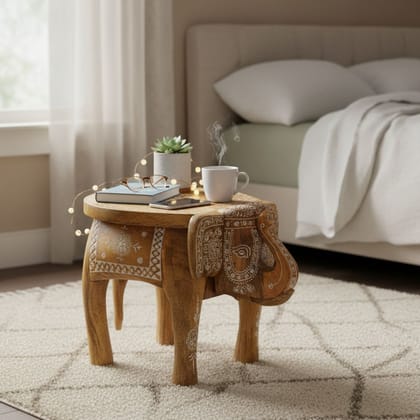 Wooden Handmade Bedside Stool / Table Home Decor Showpiece