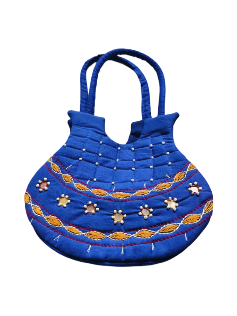 Blue Hand Embroidered Handbag