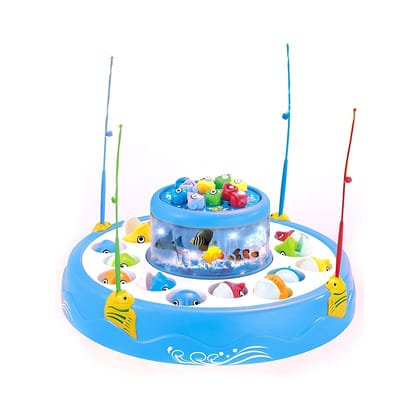 Electronic Magnetic Fishing Game Toy with 360° Rotating Pond | Plastic Magnetic Fishing Game | Magnet Fishing Toy | Kids Electronic Fishing Game with Spinning Pond & Magnetic Rods