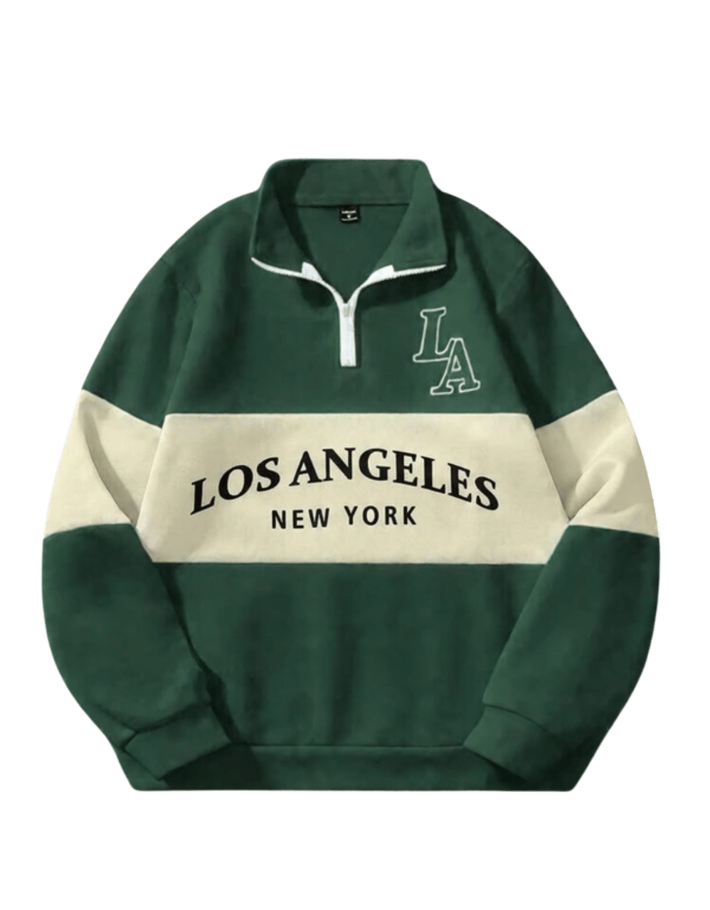 Unisex Color Block Fleece Sweatshirt with Stand-Up Collar