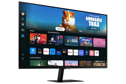  Samsung 32" (80cm) M5 Smart Monitor with Smart TV Experience|FHD 1920 x 1080|Bezeless|OTT Apps|IoT Hub|Office 365|Workout Tracker|Speakers|Remote|Wi-Fi|Bluetooth|LS32DM500EWXXL|Black 