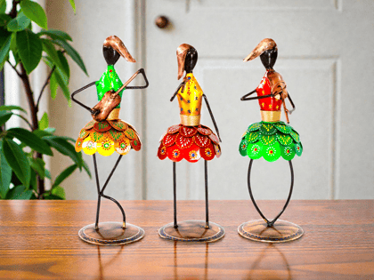 Handmade Metal Dance Lady musician Home Decor Set
