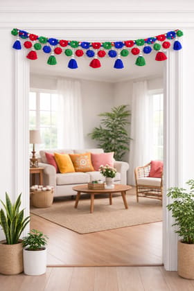 Vibrant Handmade Pom-Pom & Tassel Decorative Garland for Festivities Vibrant Handmade Pom-Pom & Tassel Decorative Garland for Festivities