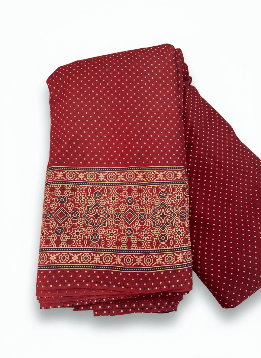 SEMI AJRAK PRINT WITH DAMAN