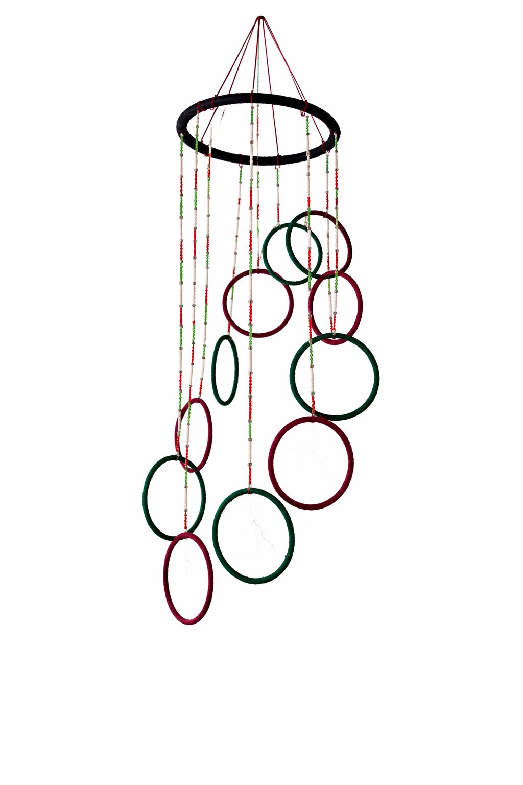 Handmade Beaded and Ring Wind Chime - Decorative Wall Hanging