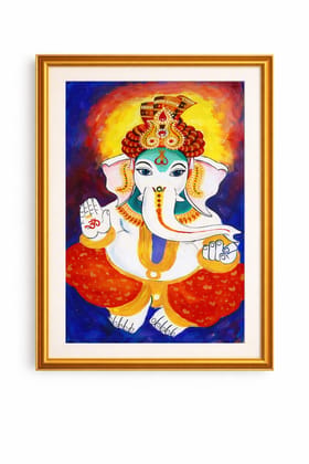 Hand-Painted Lord Ganesha Canvas Art for Home Decor