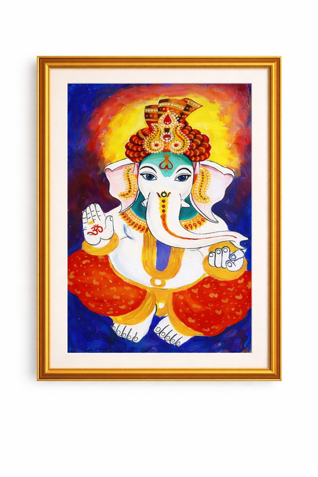 Hand-Painted Lord Ganesha Canvas Art for Home Decor