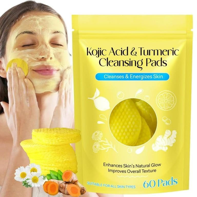 Kojic Acid & Turmeric Cleansing Pads for Enhanced Glow & Improved Texture - 60 Count