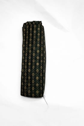 Dark Green Gold Printed Unstitched Blouse Fabric – Premium 1 Meter Saree Blouse Material