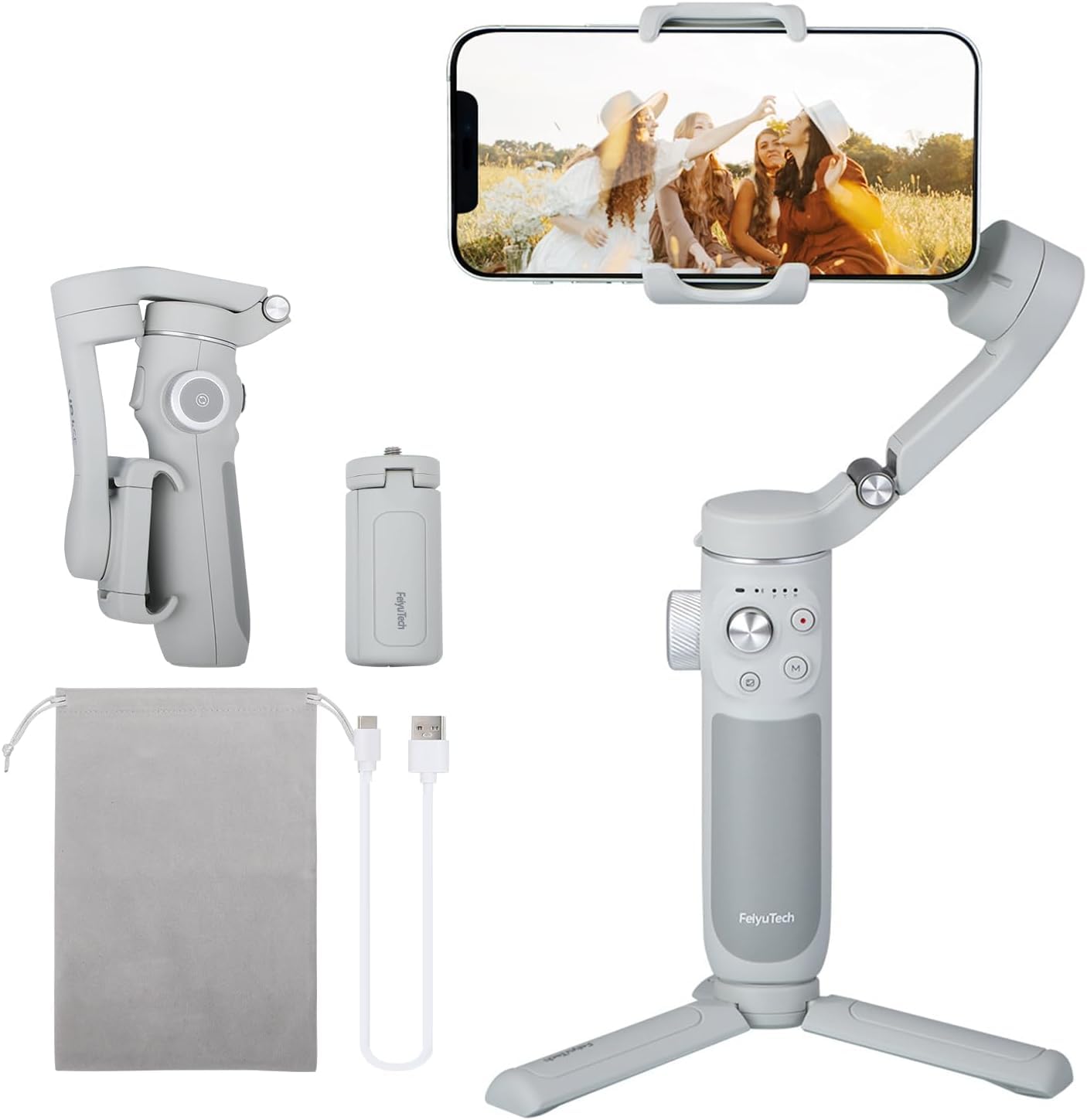 FEIYU TECH Vb 4 Smartphone Gimbal With 8.4''Extendable Rod, Ai Tracking,Gesture Control, Foldable & Portable Gimbal Stabilizer For Vlog Youtube Tiktok Live Video Record, Iphone & Android, Max 0.57Lb, Black