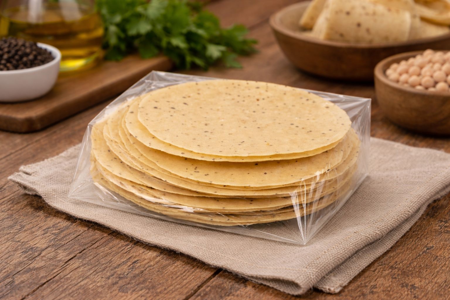 Crispy Yellow Papadums - Traditional Indian Snack
