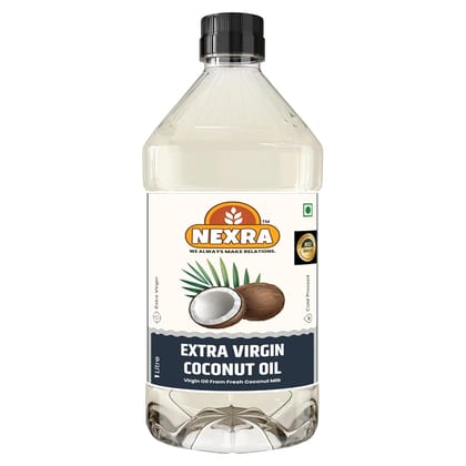 Nexra - Extra Virgin Coconut Oil - 1 Liter | Unrefined | Rich in Natural Antioxidants | 100% Natural | Chemical Free