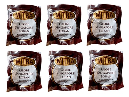 Mitra Globe Singapore Loban/Benzoin (Sambrani) Set of 6 Packets Each 50 GMS (300 GMS)