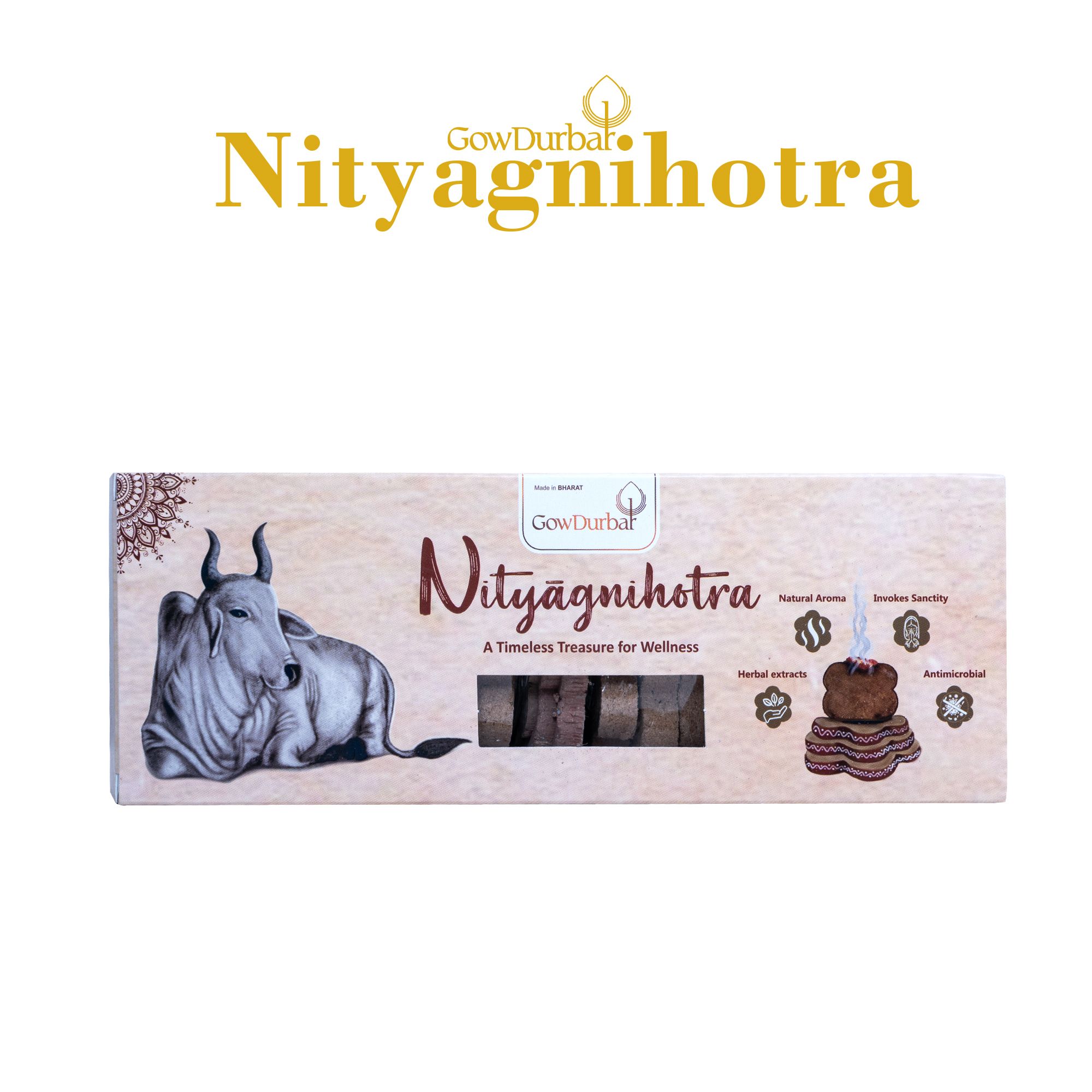 Gowdurbar Nityagnihotra – Natural Havan Cakes – 18 Pieces [Pack of 1] | 16 Sacred Herbs & Desi Cow Panchagavya | Low-Smoke, Temple-Like Aroma for Pooja, Havan, Meditation & Home Purification