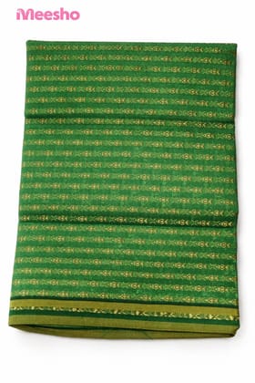 Premium Green Jacquard Unstitched Blouse Piece | 1 Meter Soft Self Design Fabric with Gold Butta | Party & Daily Wear