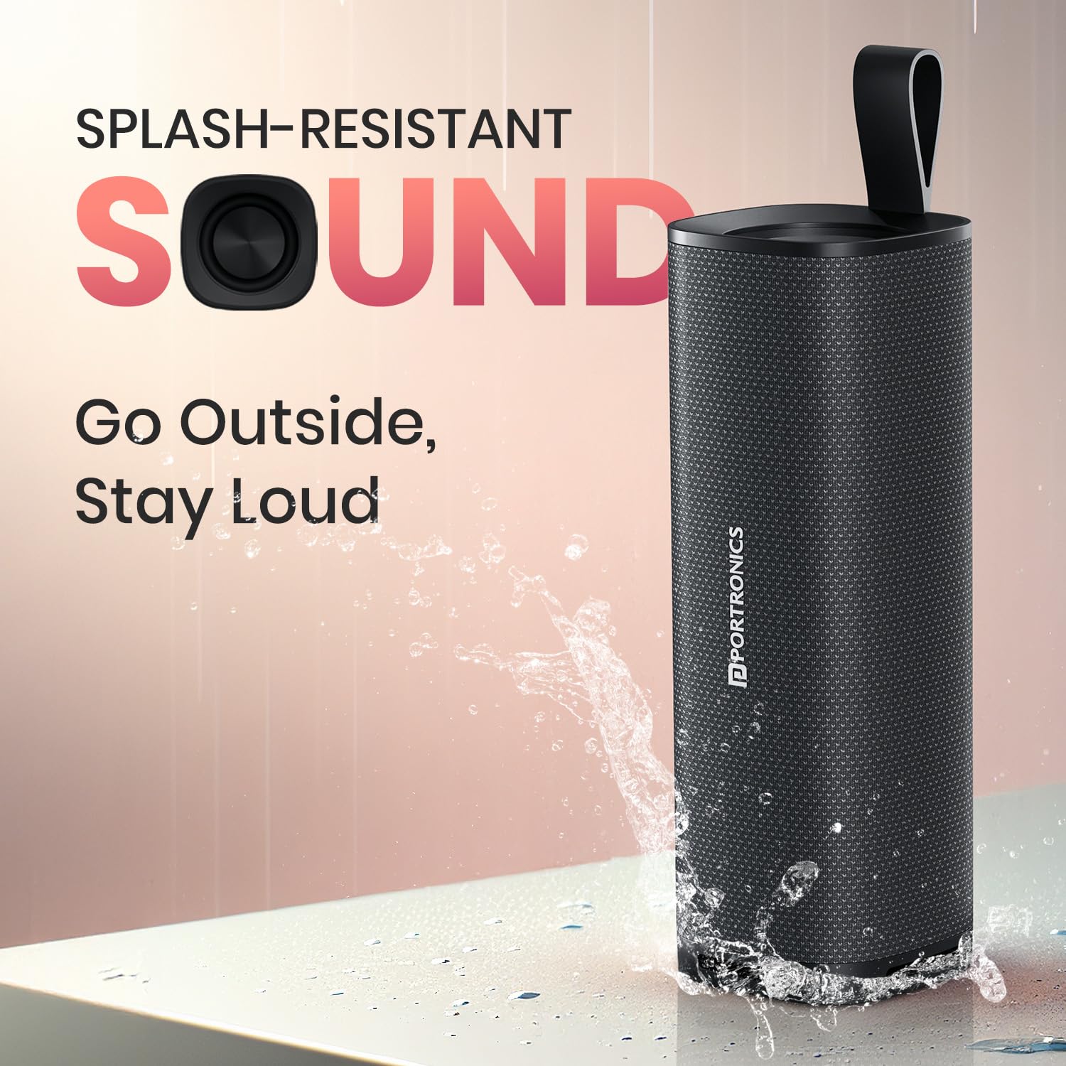 Portronics Fynix 30W HD Sound Portable Bluetooth Speaker with Dual Passive Radiator, 360° Surround Sound, Upto 6 Hours, Handsfree Calling, TWS Pairing, Bluetooth 5.3V, Type C Charging(Black)&nbsp;