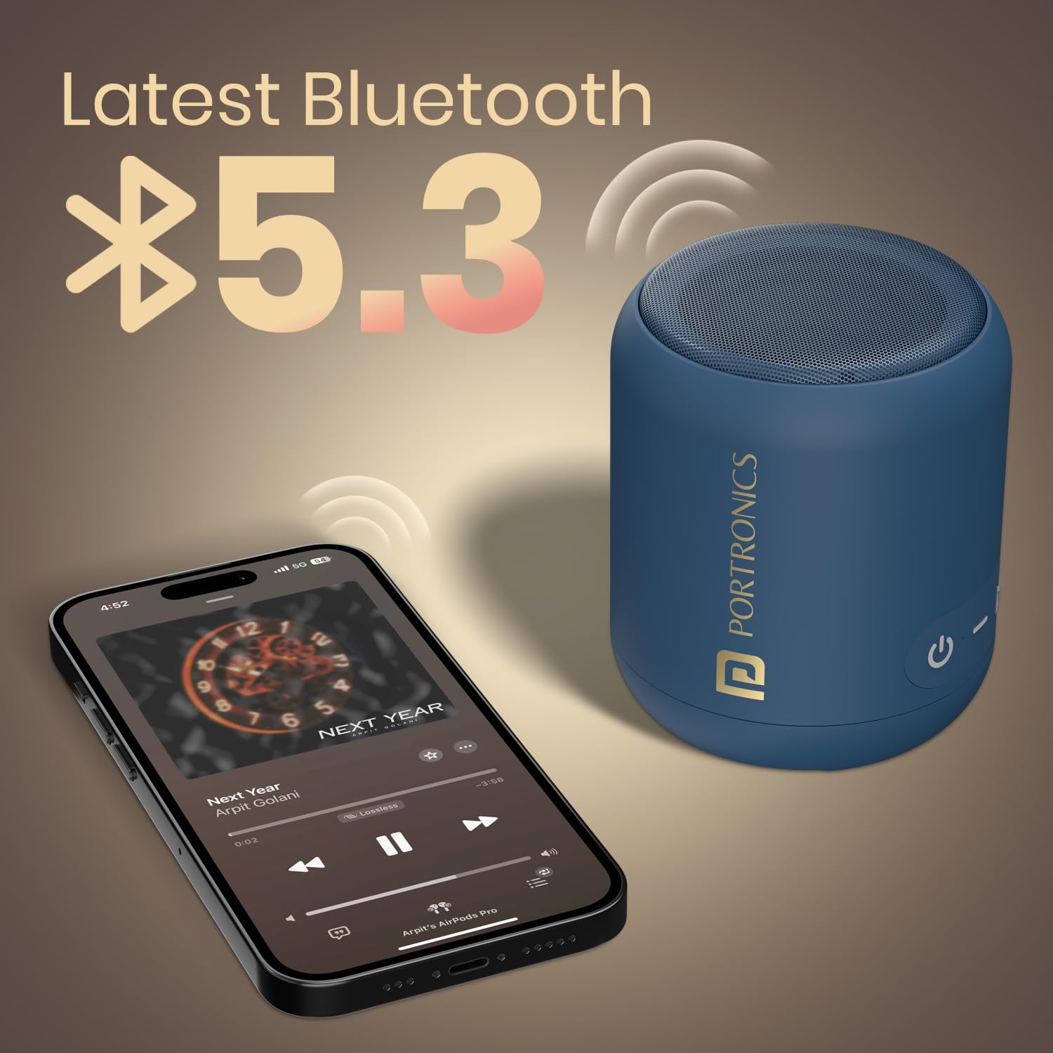 Portronics SoundDrum 1 12W TWS Portable Bluetooth Speaker with Powerful Bass, Bluetooth 5.3V, 360° Surround Sound, USB Drive in, Type C Fast Charging