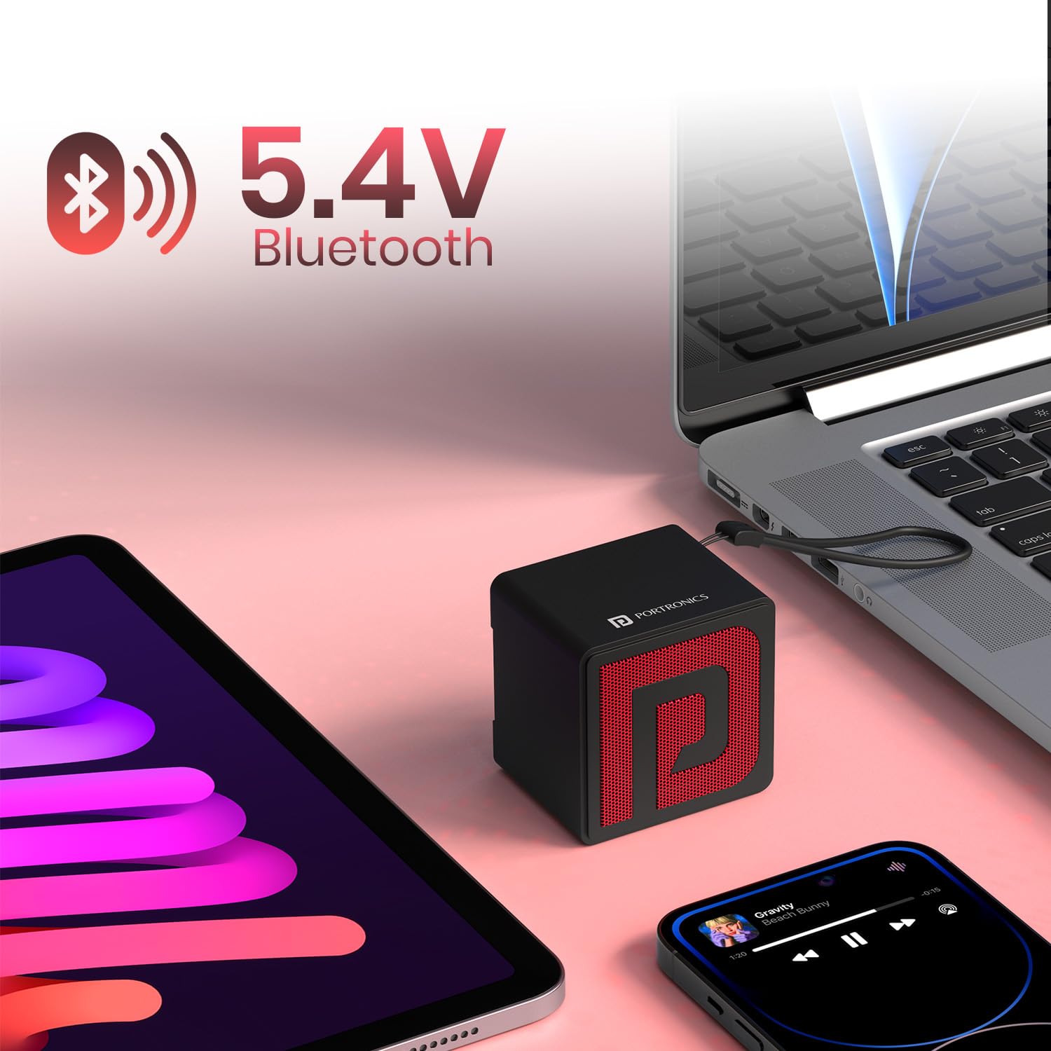 Portronics Nugget 3W Mini Pocket Bluetooth Speaker with Upto 4 Hours Playtime, HD Sound, Bluetooth 5.4V, Mini Speaker, Strong Lanyard, Light Weight, Type C Fast Charging(Black)&nbsp;