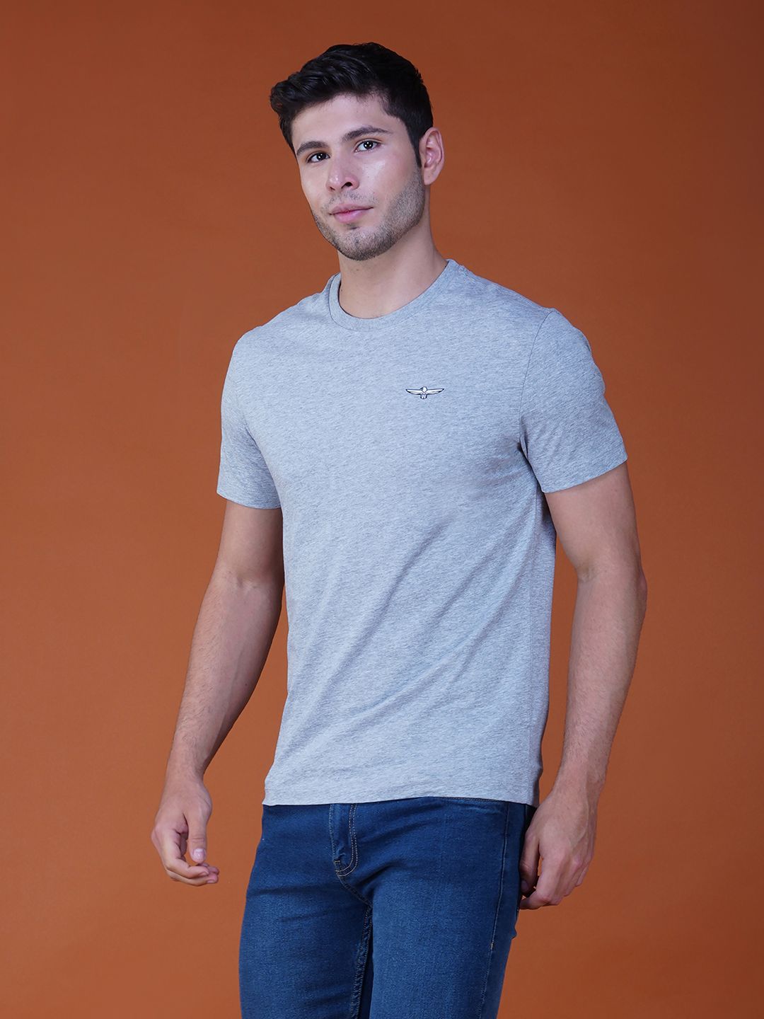 Men's Casual Cotton Jersey Tee Grey Melange