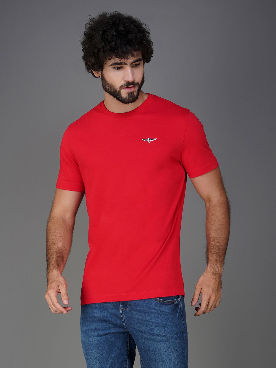 Men's Casual Cotton Jersey Tee Red