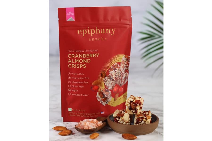 Epiphany Snacks Cranberry Almond Energy Bar Dry Fruit Energy Bar Crunch Delicious Dry Fruit Chikki Healthy Protein Snack No Added Sugar (85 grams)