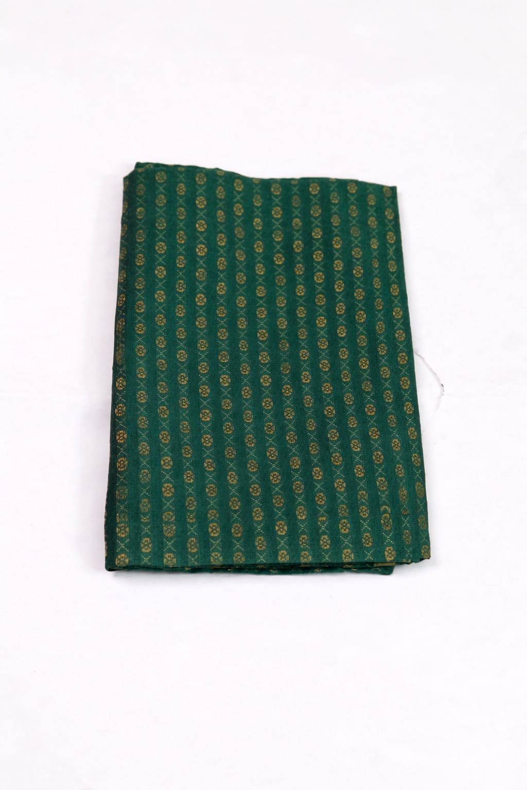 1 Metre Unstitched Cotton Jacquard Blouse Piece – Green with Golden Butta Woven Design | Soft & Elegant Fabric