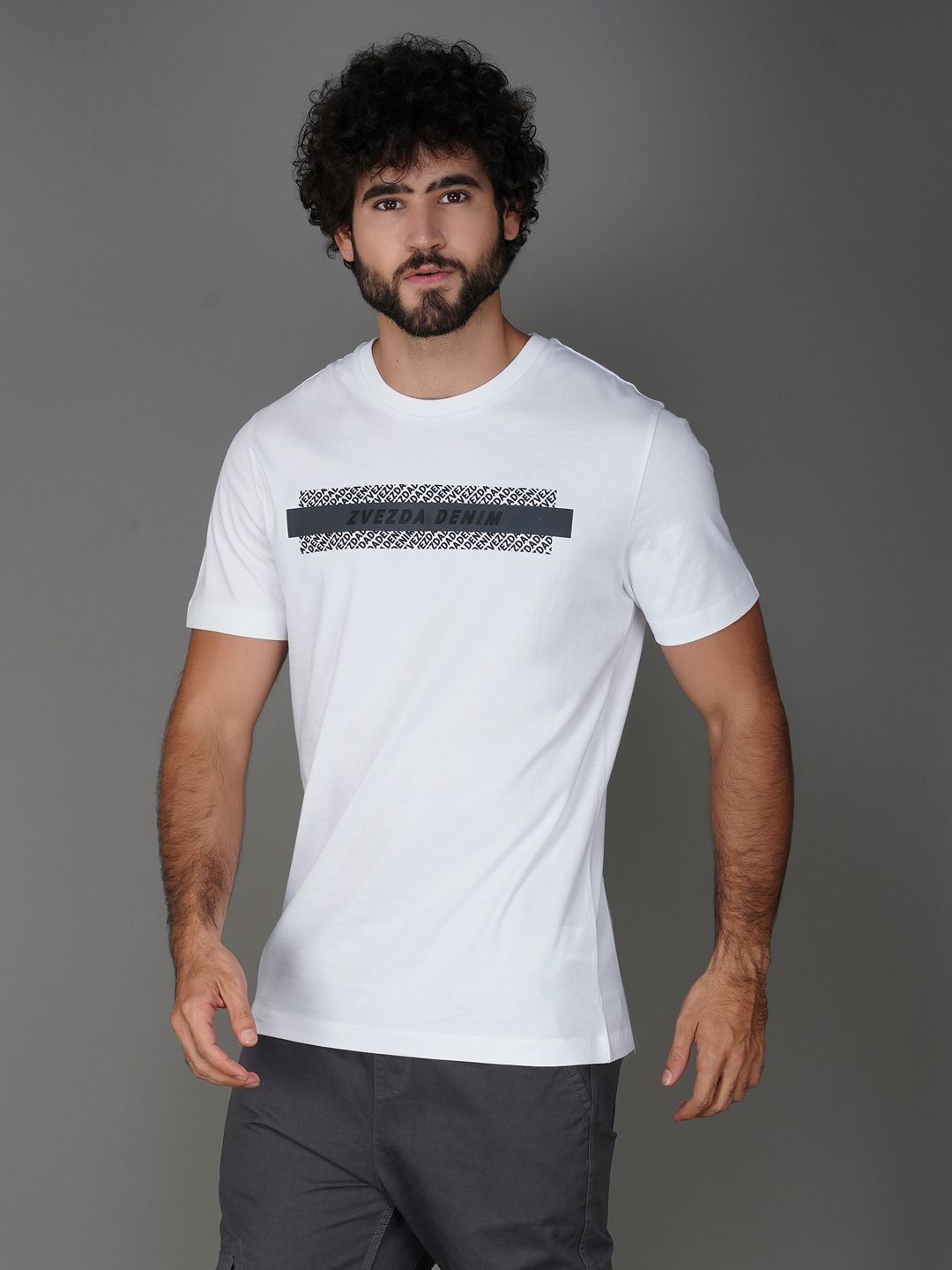 Men's Soft Cotton Jersey Branded Tee White