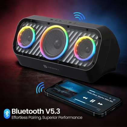 &nbsp;Portronics Microblast 60W HD Sound Portable Party Speaker With Bass Boost Technology, Upto 5 Hours Playtime, 2.1 Channel, RGB LED Lights, Bluetooth 5.3V, AUX In,USB Drive,SD Card, Type C Fast Charging&nbsp;