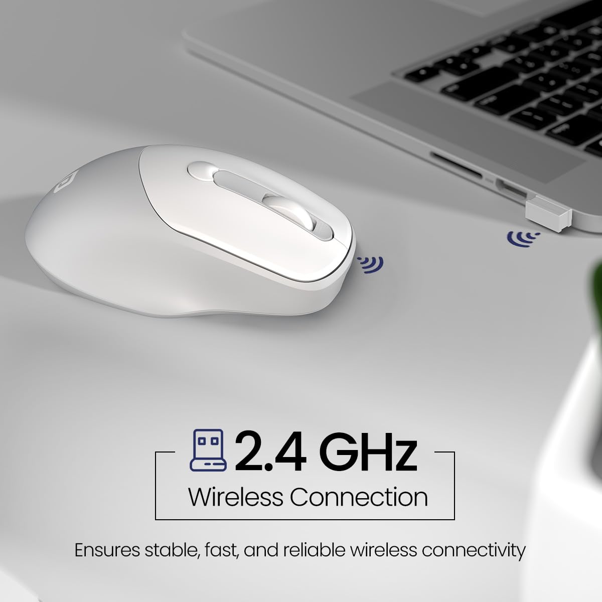  Portronics Toad 35 Wireless Mouse with 2.4 GHz Wireless, Adjustable Sensitivity, USB Receiver, Ergonomic Design, for Laptops, Desktops PC, Mac (White) 