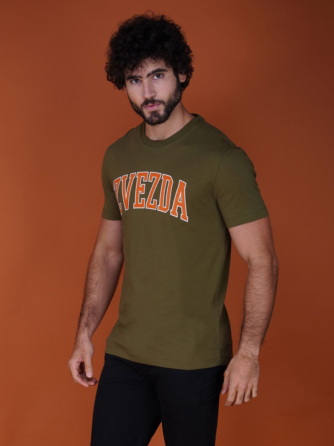 Premium Branded Men’s Cotton Tee-Olive