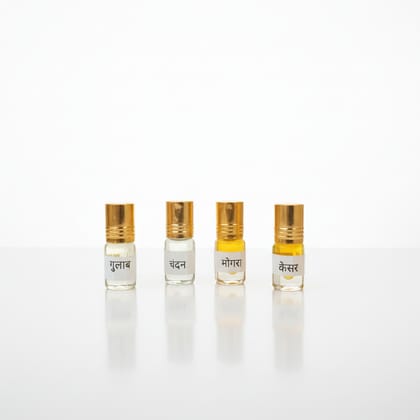 Ittar combo Gulab | Mogra | Chandan | Kesar 2ml each