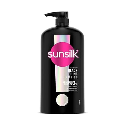 Sunsilk Radiant Black Shine Shampoo | Infused with 3% VITA-GLOSS COMPLEX (1 Liter)
